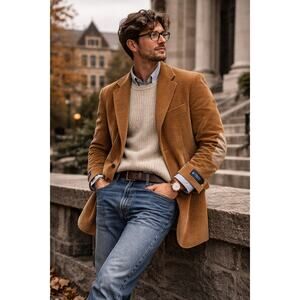 Stafford Essentials Corduroy Sport Coat Blazer Elbow Patches Dark Academia 44L